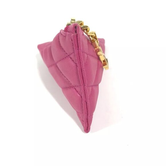 SAINT LAURENT PARIS Quilted Triangle Wallet Coin Compartment Pouch coin purse